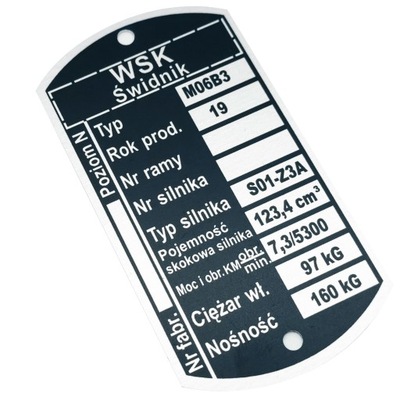 TABLICZKA ZNAMIONOWA WZÓR ORG WSK 125 M06 B3