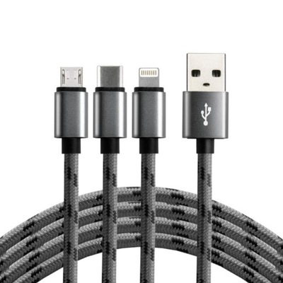 Kabel USB-C, Lightning, micro USB 3w1 everActive