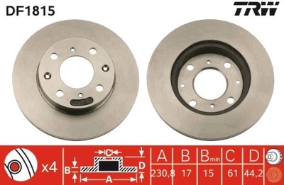 2X DISCO DE FRENADO HONDA PARTE DELANTERA CIVIC/CRX/INSIGHT 1,0-1,6 83-05 DF1815  