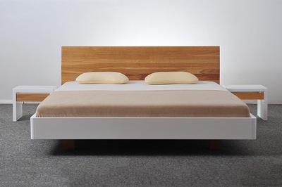 Łóżko Bianco Duo 160x190 lity dąb / biały połysk
