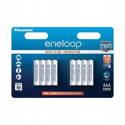 PANASONIC ENELOOP akumulatorki AAA 750mAh 8szt