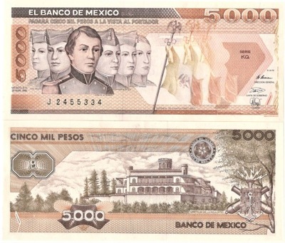 MEKSYK - 5000 PESOS - 1989 - P-88 UNC