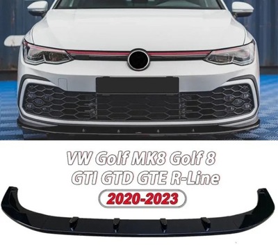 Накладка спойлер спліттер vw golf 8 gti gtd r-line viii mk8 чорний блиск фото №1