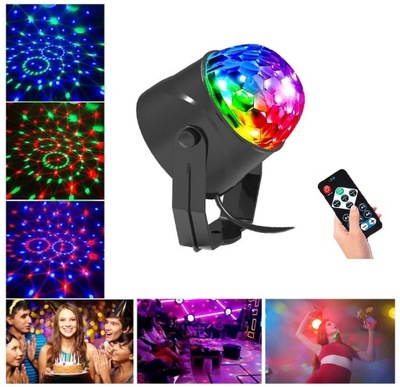 Projektor dyskotekowy LED kula DISCO pilot RGB