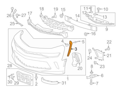 Кронштейн крыла chevrolet camaro 16- 84021313 фото №1