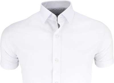Koszula Biała Elegancka 605 krótki rękaw 3XL