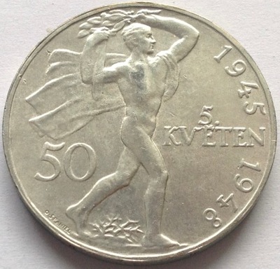 Czechosłowacja 50 koron 1948 5 kveten Srebro