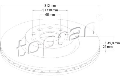 TOPRAN ДИСКИ ТОРМОЗНЫЕ ТОРМОЗНЫЕ 2 ШТУКИ. ПЕРЕД AUDI A1 A3 Q2 Q3 TT SEAT ALHAMBRA