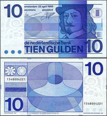 Holandia - 10 guldenów 1968 * P91b * UNC * Frans Hals