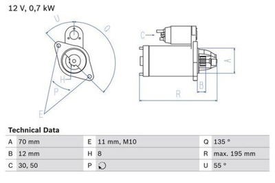 BOSCH 0 986 018 630 СТАРТЕР