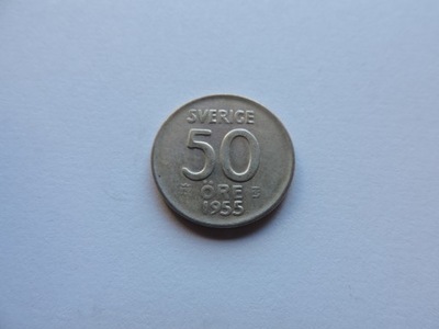 SZWECJA 50 ORE 1955 SREBRO