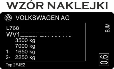 Наклейка ідентифікаційна volkswagen табличка запасна фото №1