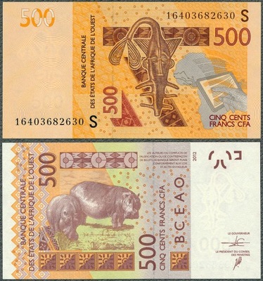 CFA - Gwinea Bissau - 500 franków 2016 S * P919S * hipopotam