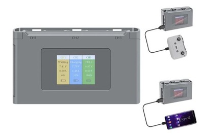 Ładowarka HUB dron DJI Mini SE/2 3aku LCD kolor