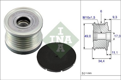 INA 535 0075 10 ШЕСТЕРНЯ ШКИВ ALTER.BMW E46 316-318TI 01-