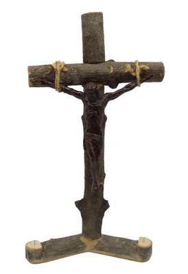 Świecznik krucyfiks drewniany Jezus Chrystus PRL