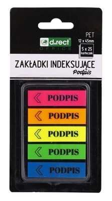 ZAKŁADKI INDEKSUJĄCE 45x12mm 125szt PODPIS