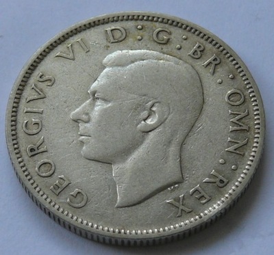 W. Brytania JERZY VI - TWO SHILLINGS 1944 r. Ag