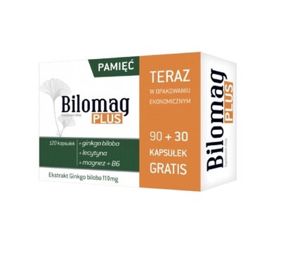 Bilomag Plus PAMIĘĆ-KONCENTRACJA 90+30 KAPS.GRATIS