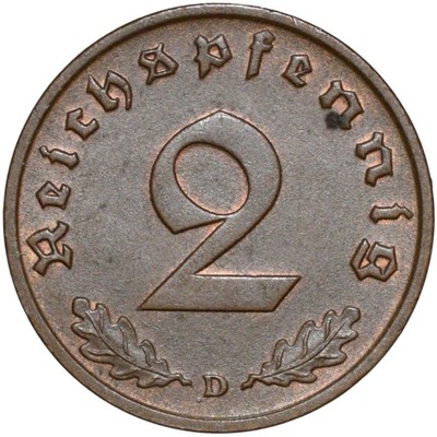 2 Reichspfennig 1939 D Ładna