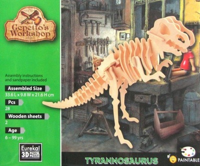 Łamigłówka drewniana Dinozaur tyranozaur puzzle 3D