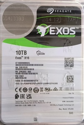 Dysk Twardy SEAGATE EXOS X16 SAS III 3.5 10TB