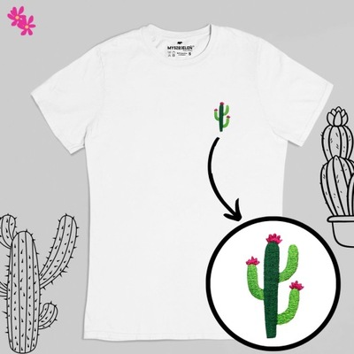 Haftowana koszulka T-shirt KAKTUS biały XL