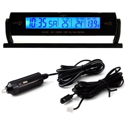 WOLTOMIERZ TERMOMETR ZEWNĘTRZNY WEWNĘTRZNY DO AUTA PODŚWIETLANY LCD ZEGAR