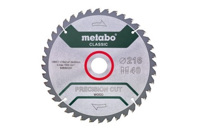 Piła tarczowa HW/CT 216x30mm 40 WZ METABO