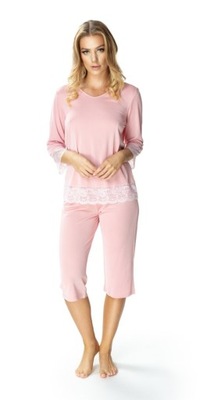 Różowa dwuczęściowa piżama damska Peonia : Kolor -