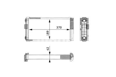 MAHLE ŠILDYTUVAS 189X370X42MM MERCEDES O 402 O 405 O 407 O 408 