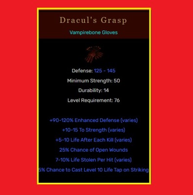 D2R Diablo 2 Resurrected Ladder Draculs Grasp