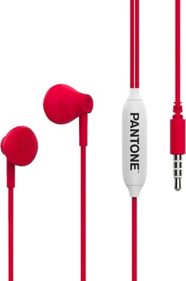 Słuchawki douszne Pantone czerwone słuchawki na kablu