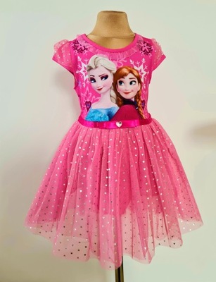 Sukienka 98 Elsa Frozen Kraina Lodu RÓŻOWA