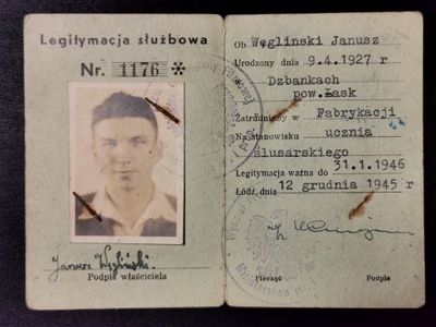 Legitymacja Służbowa Ministerstwo Informacji i Propagandy Łódź 1945