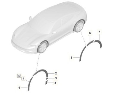 BRIDA KRAWEDZI ALETAS COMPENSADORAS PARTE TRASERA DERECHA PORSCHE TAYCAN 9J0854732YOK1  