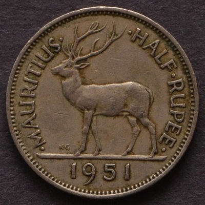 Mauritius - 1/2 rupee 1951