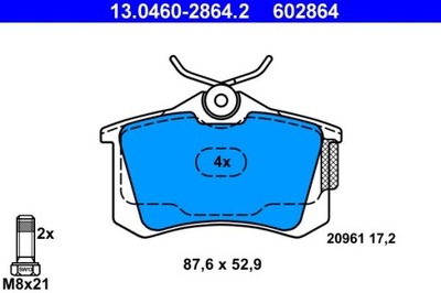 КОЛОДКИ ГАЛЬМІВНІ VW ЗАД LUPO/POLO 1,2-1,8 99-09 13.0460-2864.2