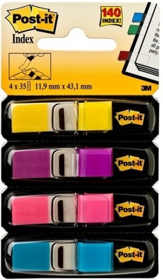 Zakładki indeks. POST-IT 12x43mm 4x35szt. mix