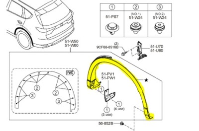 Накладка молдинг крила задня mazda cx60 фото №1