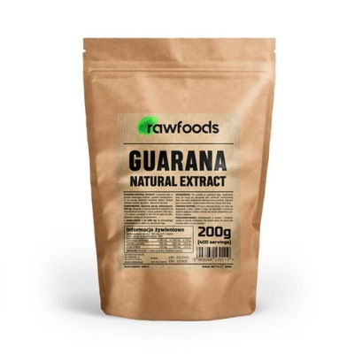 RAWFOODS GUARANA EKSTRAKT 22% 200g ! 400 PORCJI !