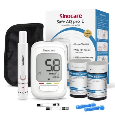 Glukometr Sinocare SAFE AQ PRO I Zestaw z 50 paskami i lancetami