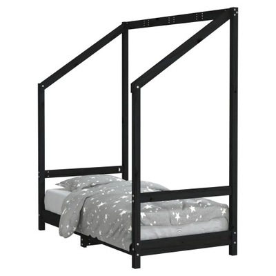 Rama łóżka dziecięcego, czarna, 70x140 cm, drewno