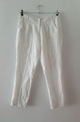 723. COEXIS białe proste spodnie z lnem r 38/40