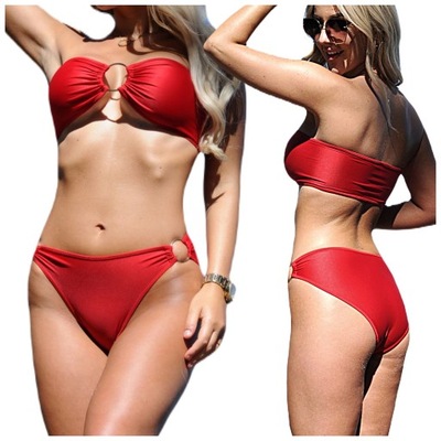 Strój kąpielowy bikini opaska bandeau czerwony L/XL