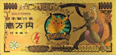 Pokemon Mewtwo Kolekcjonerski Banknot Pozłacany