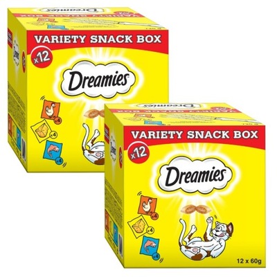 DREAMIES Variety Snack Box karma dla kotów z kurczak ser łosoś-24x60g