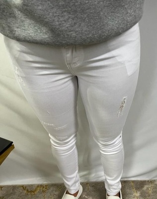 Białe spodnie poszarpane rozmiar 38 M