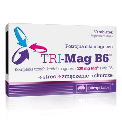 OLIMP TRI-MAG B6 30tab NOWY CHELA MAG SKURCZE DRĘTWIENIE MROWIENIE