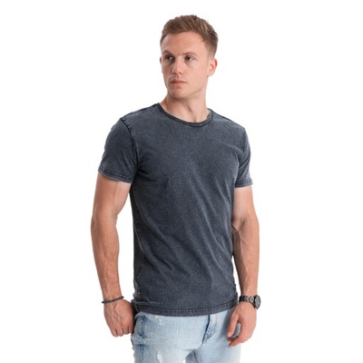 T-shirt męski melanżowy granatowy V2 S1638 XL